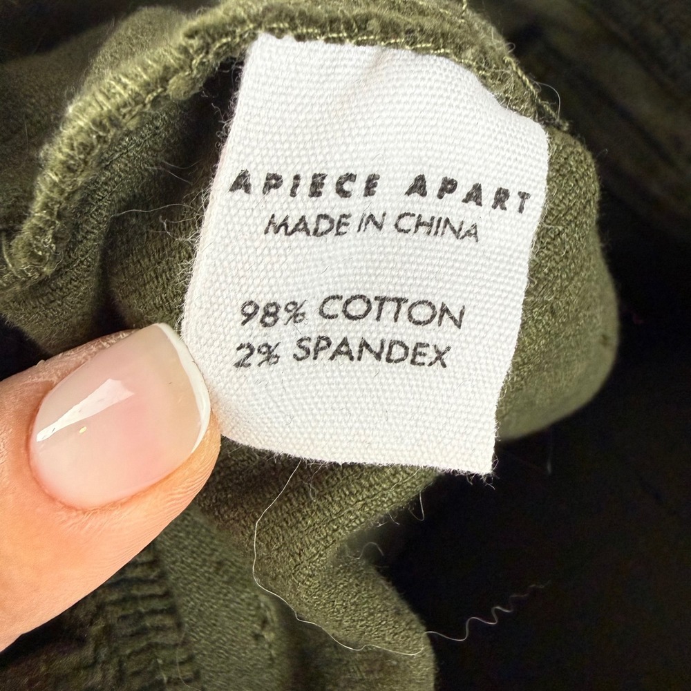 Apiece Apart Slim Marson Corduroy Pants Olive Green Ankle Cropped Granola Size 0 - Picture 12 of 12